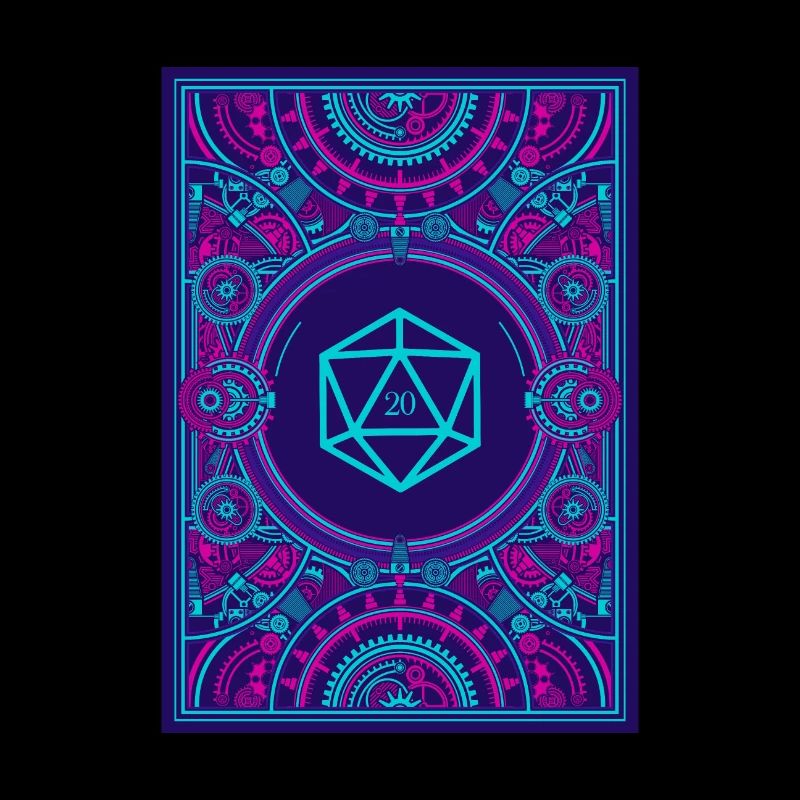 Synthwave Polyhedral D20 Dice Retrowave Steampunk