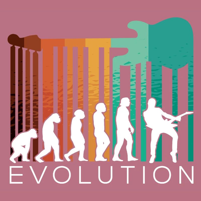 Human Evolution Guitar Band Retro Vintage