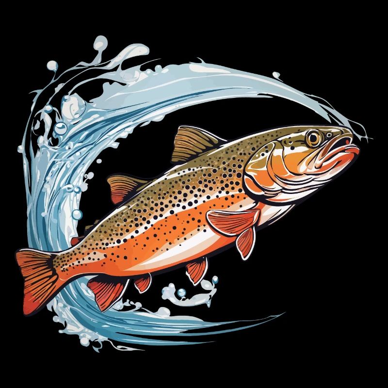 Conception passionnée de poisson pêcheur à la truite