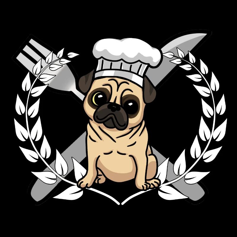 Pug Dog Cooking Kitchen Gourmet Chef