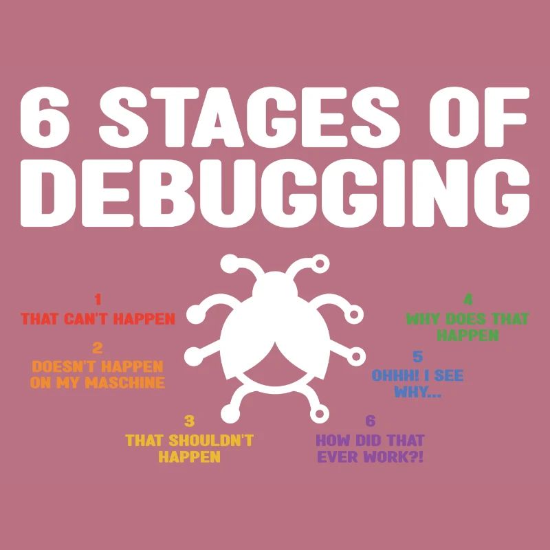 6 Stages Of Debugging Coder Programmer Software De