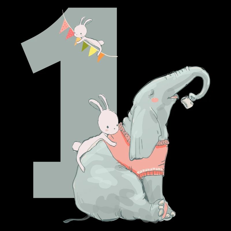 Numéro d'anniversaire 1 éléphant Hare garçon
