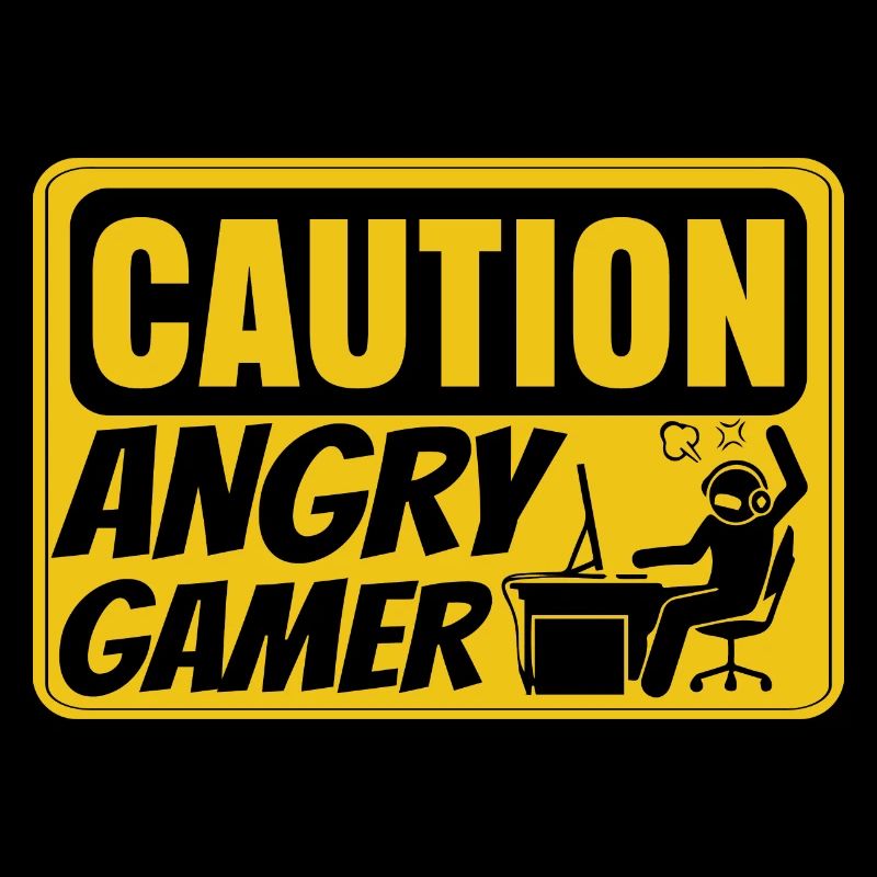 Caution Angry Gamer Video Game Player PC Console G