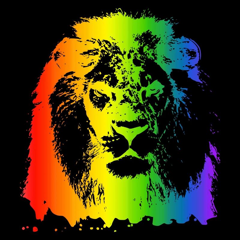 Lion Rainbow Animal Face coloré comme un chat