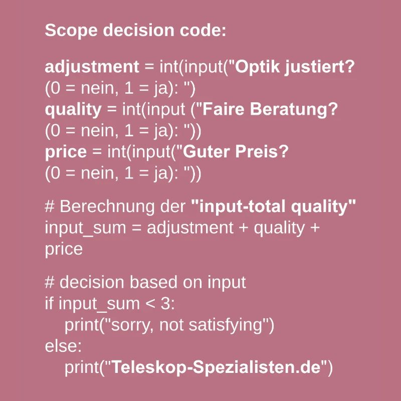 Astronomy Scope Decision Code Telescope