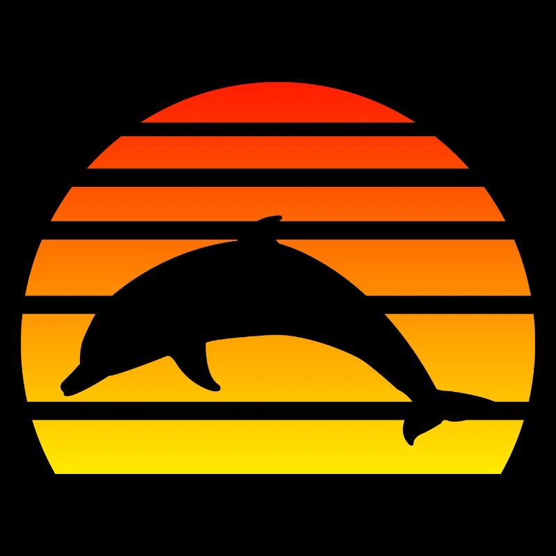 Dauphins Coucher de soleil silhouette poisson dauphins