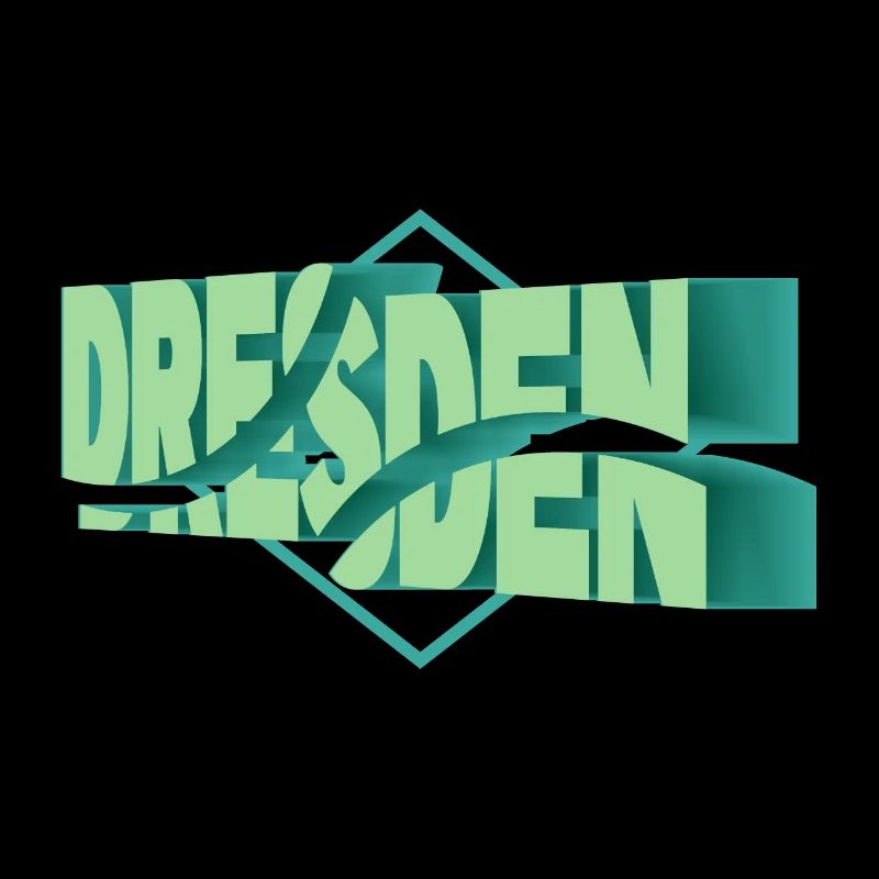 Dresden Germany City 3D Font Skyline