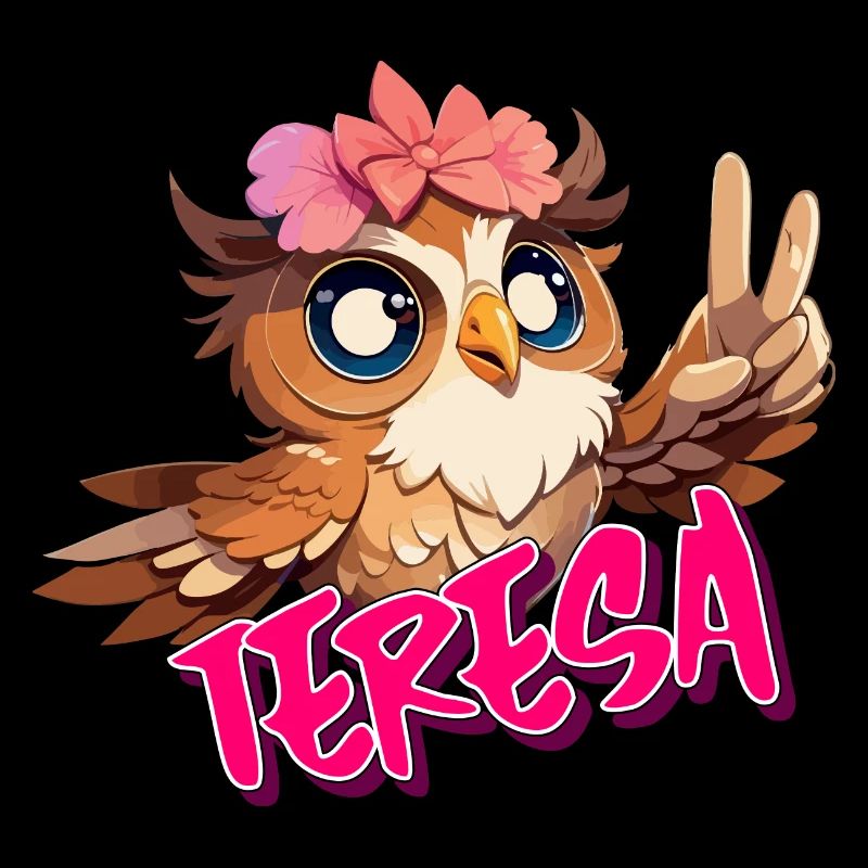 TERESA - Schöner Mädchen Name mit süßer EULE