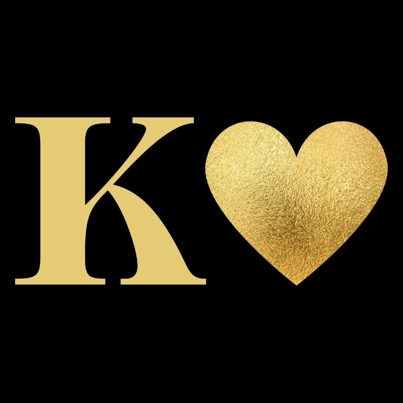 Buchstabe k goldenes Herz