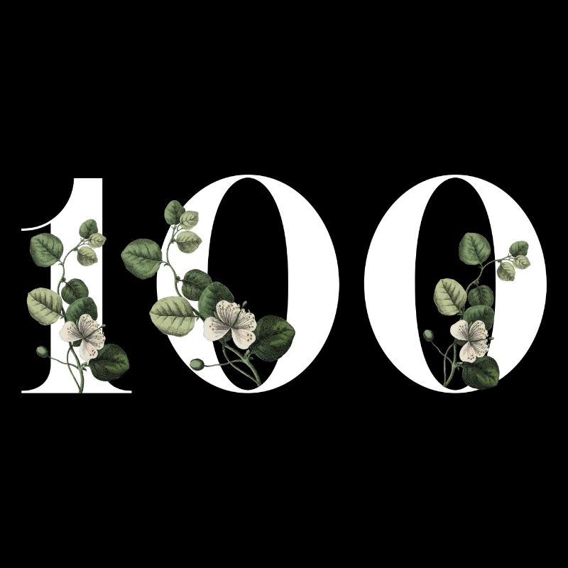 Zahl 100 Blumengrün - 100. Blumengeburtstag