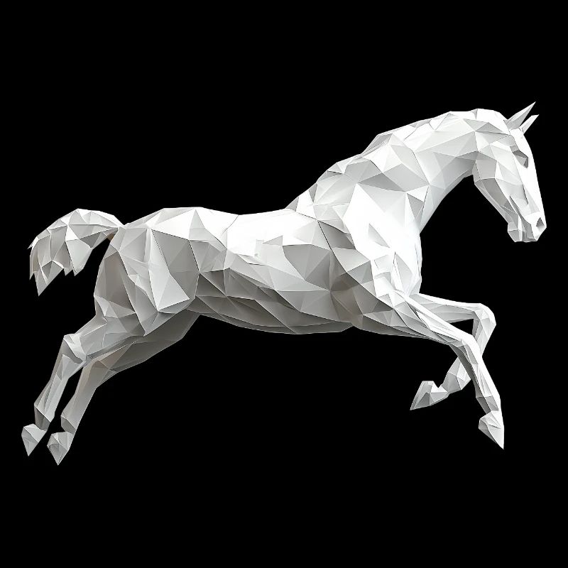 Weisses Pferd Low Poly Logo Art Design Schimmel