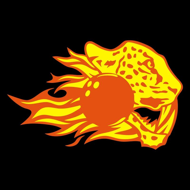 bowling leopards flame logo animal fire