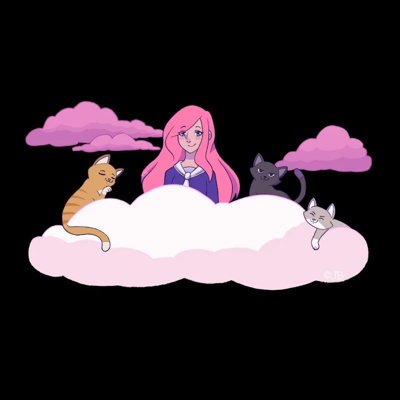 Lizzie dans les nuages avec des chats