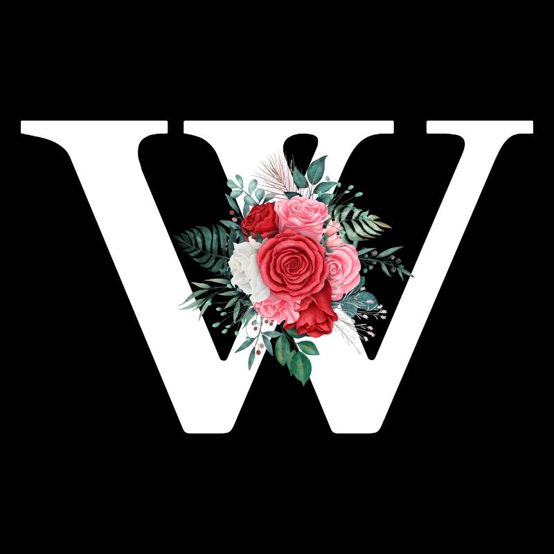 Buchstabe w floral rot