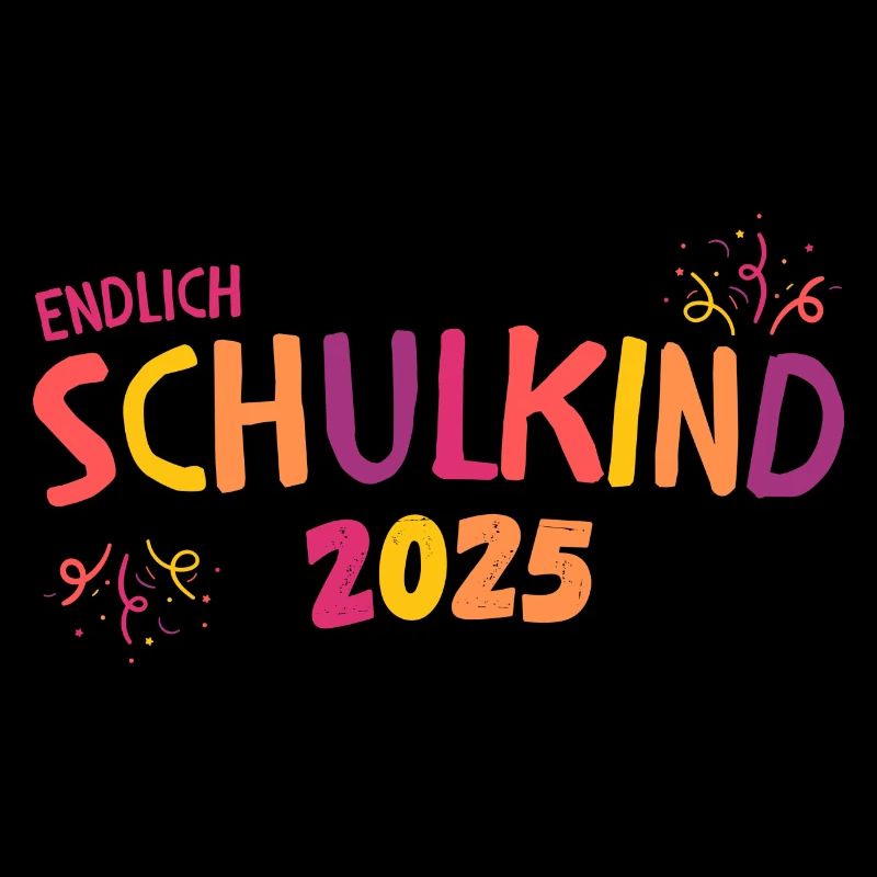 Endlich Schulkind 2025 orange gelb lila Mädchen