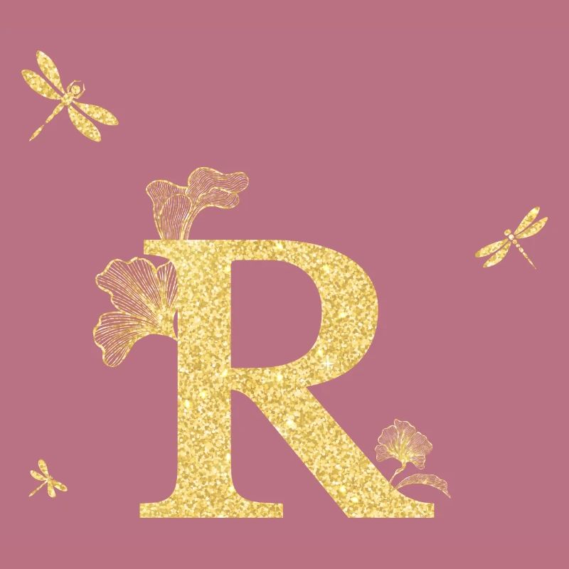 Buchstabe r Goldene Glitzer Libelle - Geschenkidee