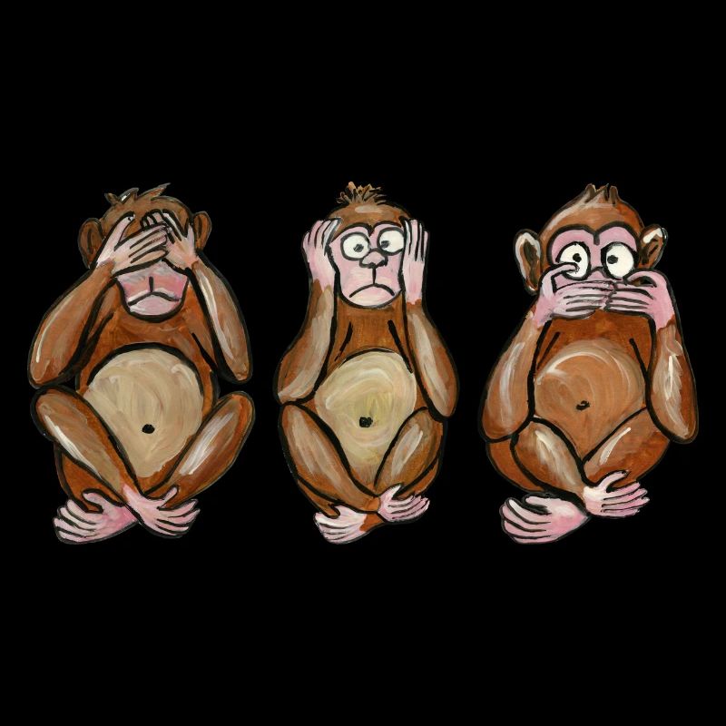 les 3 singes singe aveugle le sourd et le muet