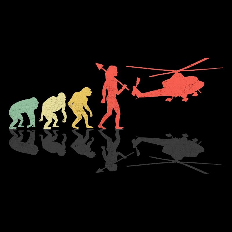 Rétro Evolution Hélicoptère Aviateur Pilote Chopper H