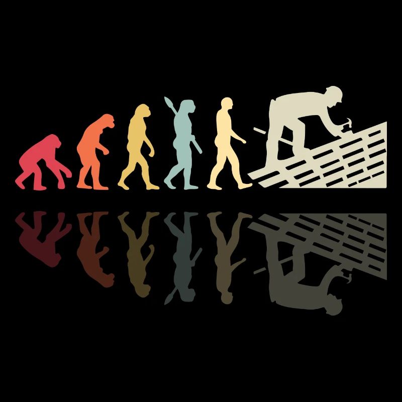 Roofer Human Evolution Retro Vintage Construction