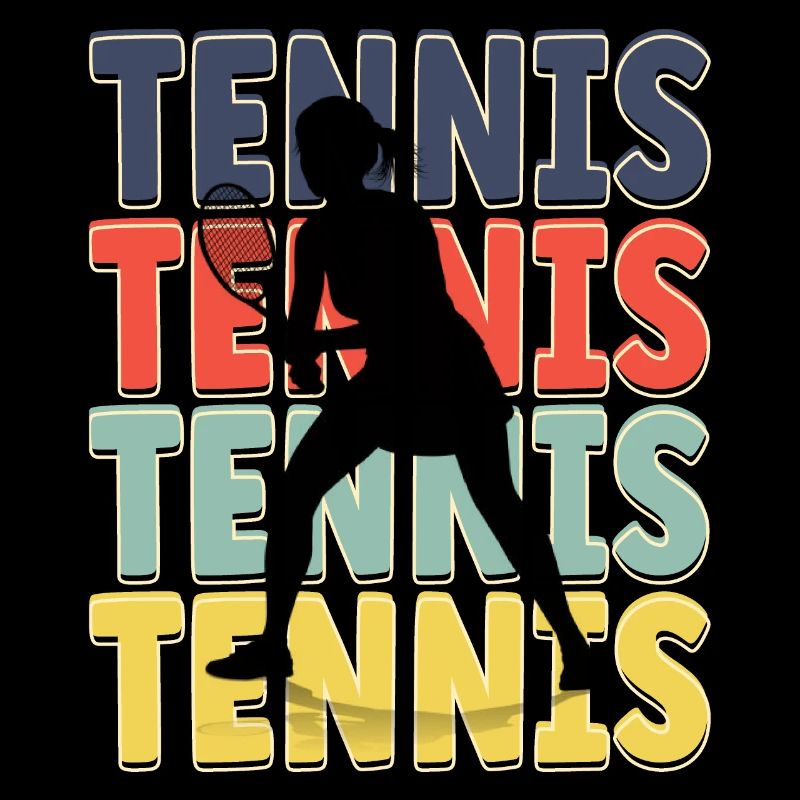Cool Retro Text Silhouette Tennis