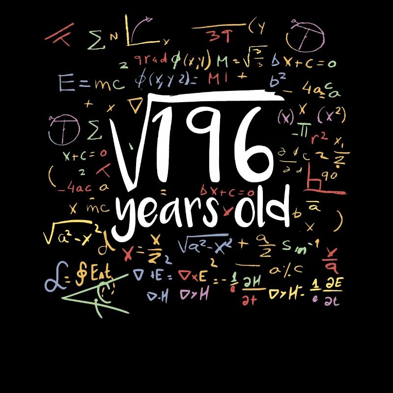 Square Root of 196 Math Nerd 13th Birthday