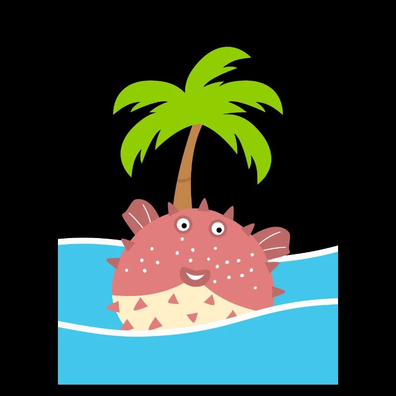 Puffer Fish and Coconut Tree