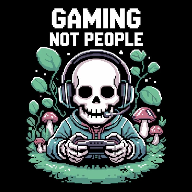 Gamer Skeleton with Headset Pixel