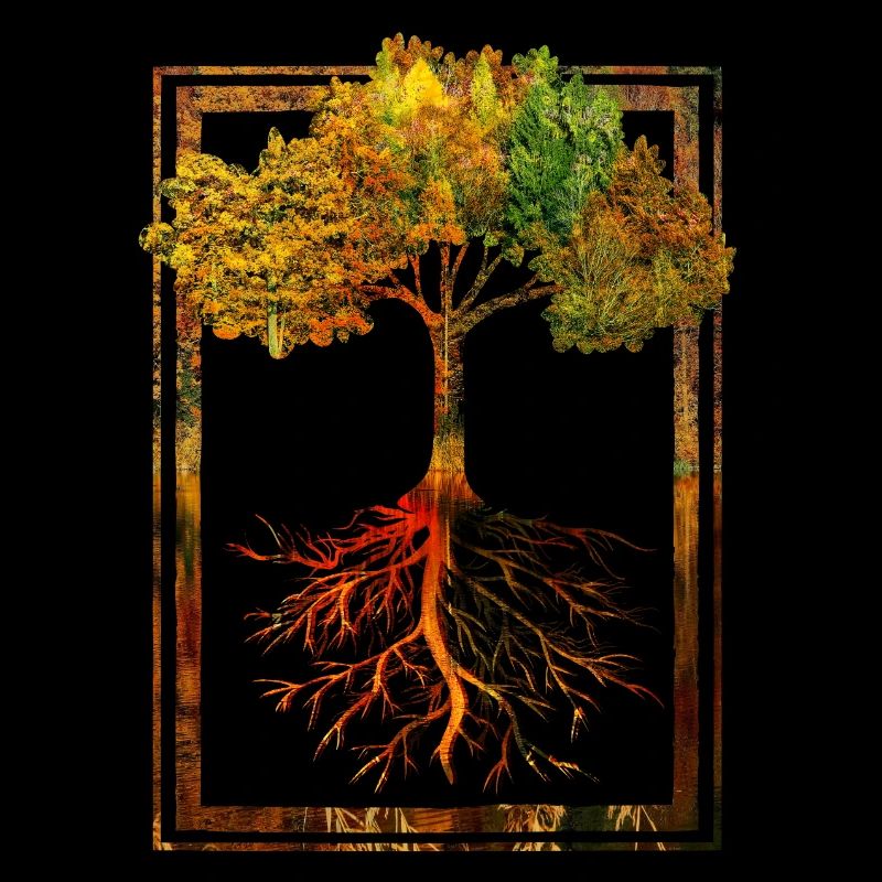 Mère nature cadre racines arbre arborvitae