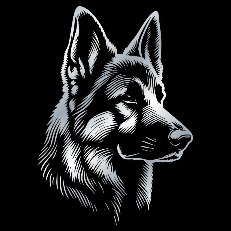 Deutscher Schäferhund Kopf silber