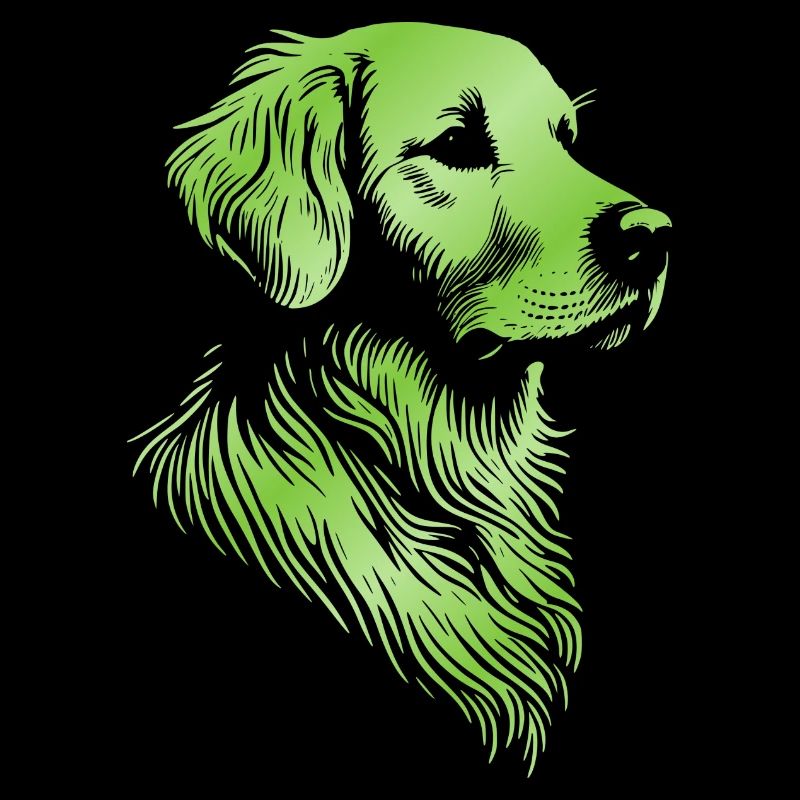 Golden Retriever Drawing Head Green