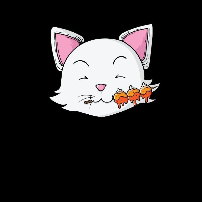 Cat eats dango rice dumplings