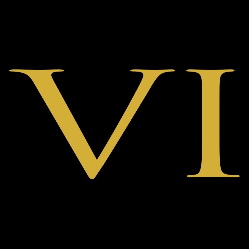 Numéro 6 Chiffre romain VI Or