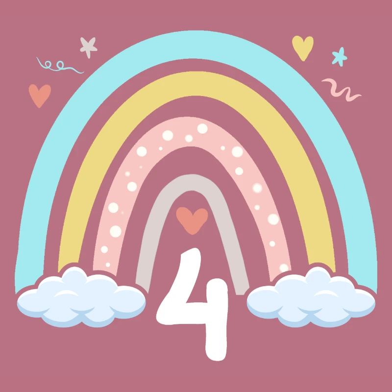 4. Geburtstag Mädchen Regenbogen Boho