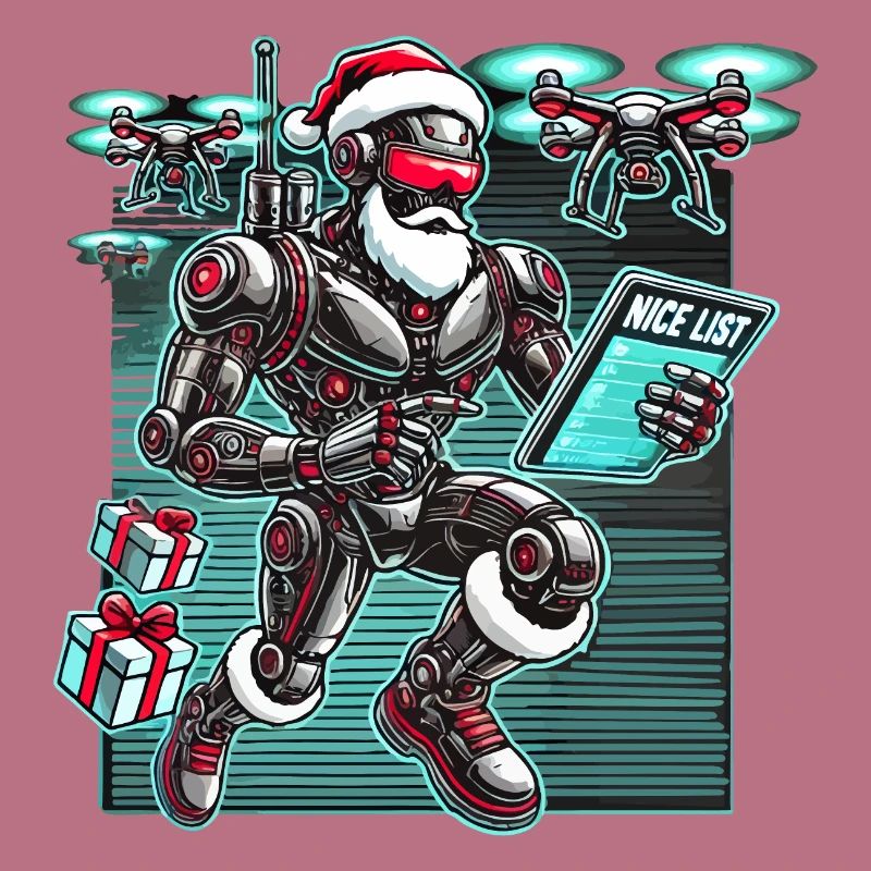 AI Santa Robot with Drones Future Christmas Helper