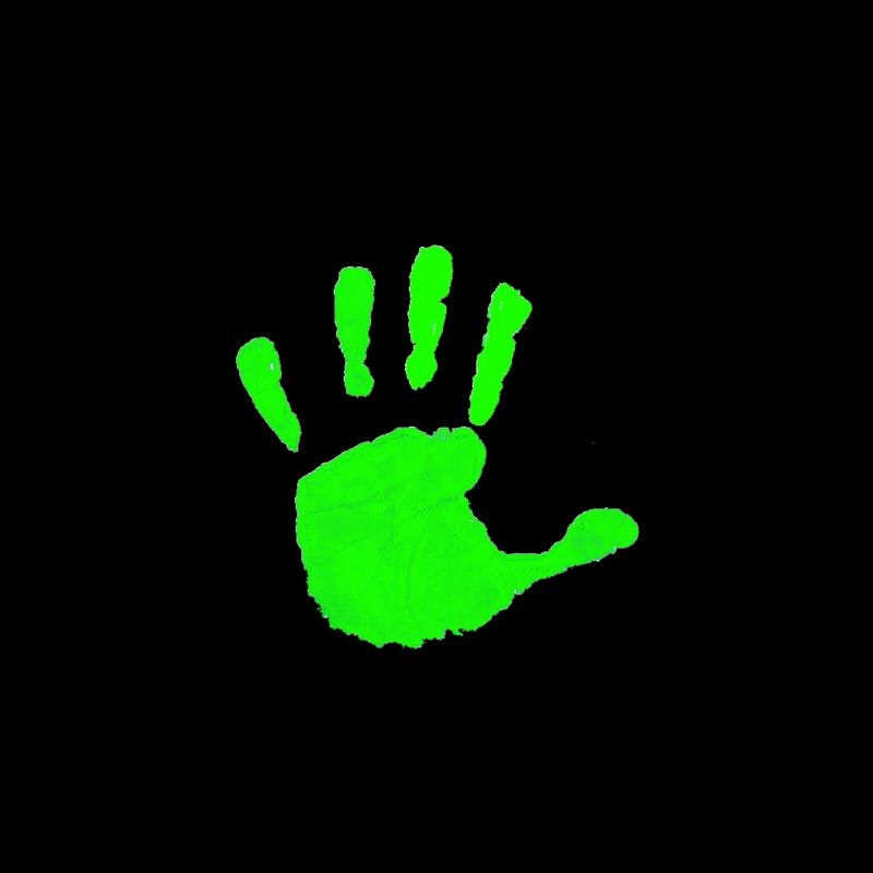 Impression de main verte