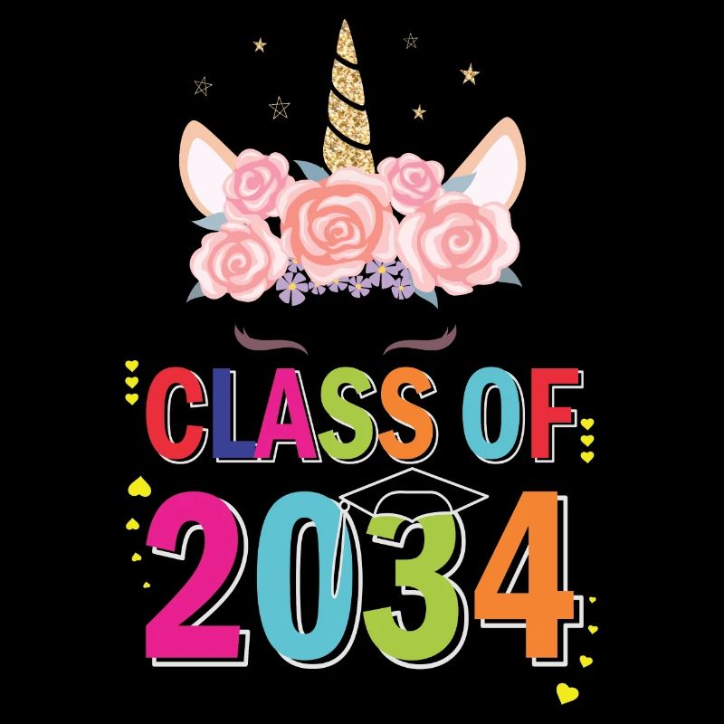 Nettes Einhorn erster Schulklasse 2034 Wachsen Sie