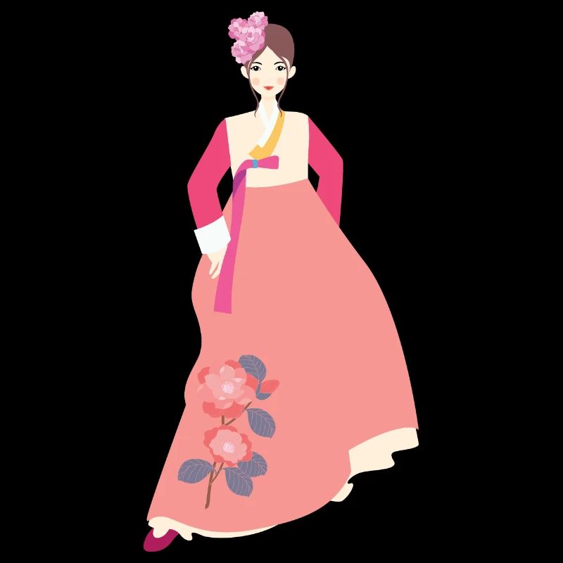 Femme à Hanbok Rosa - Corée, Asie, idée cadeau