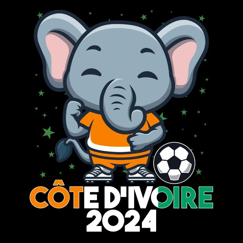 Côte D'ivoire 2024 Maillot Foot Éléphant Drapeau