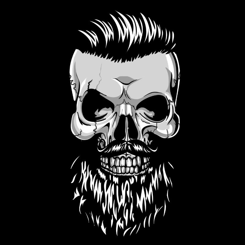 Hipster Skull Totenkopf mit Bart