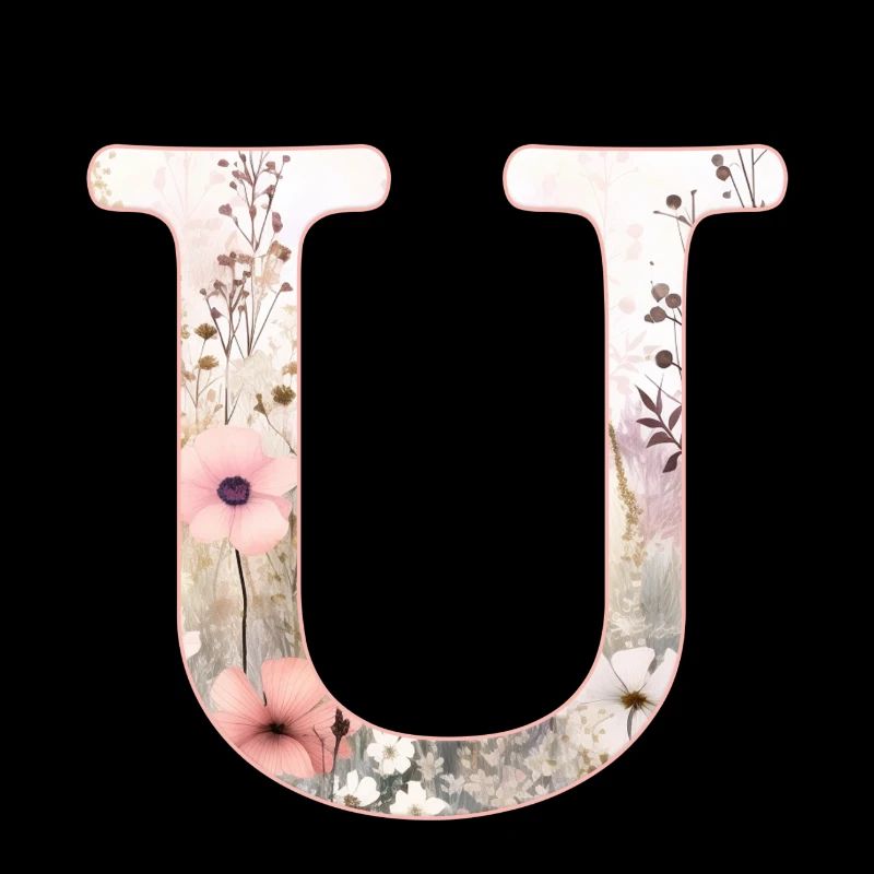 Personalisierbar Monogramm U Blumenmuster