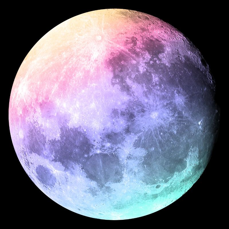 Moon in pastel rainbow