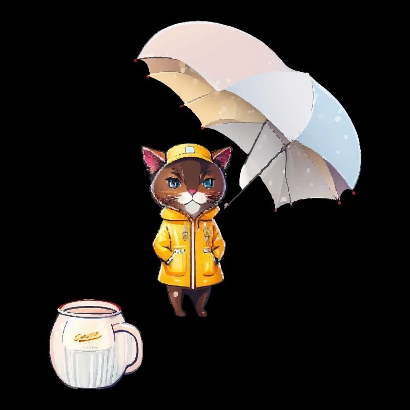 Drôle de chat et de café