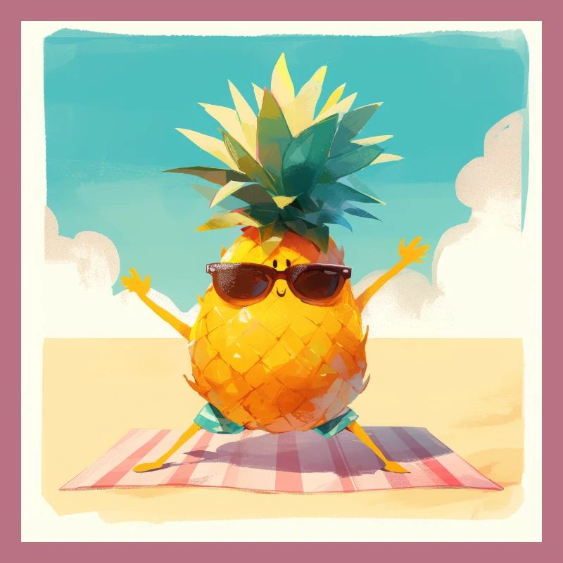 Drôle d’ananas faisant de l’exercice sur la plage