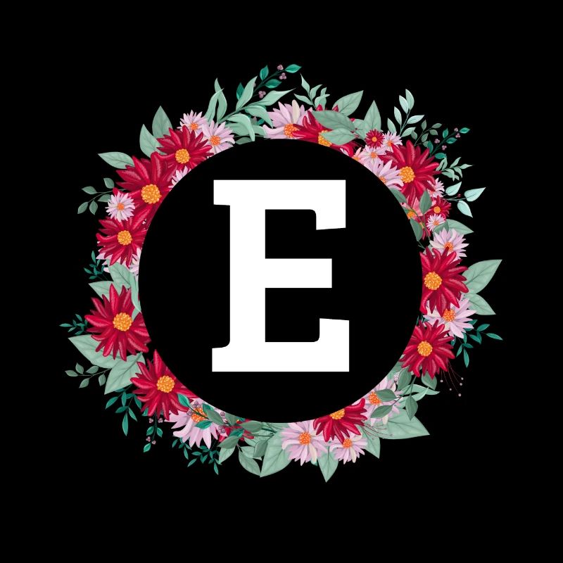 Lettre e couronne florale