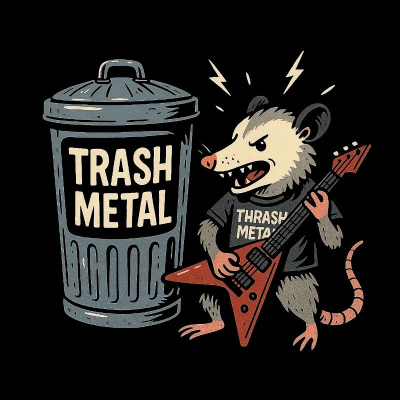 Funny Opossum Thrash Metal Guitar Vintage Trasher