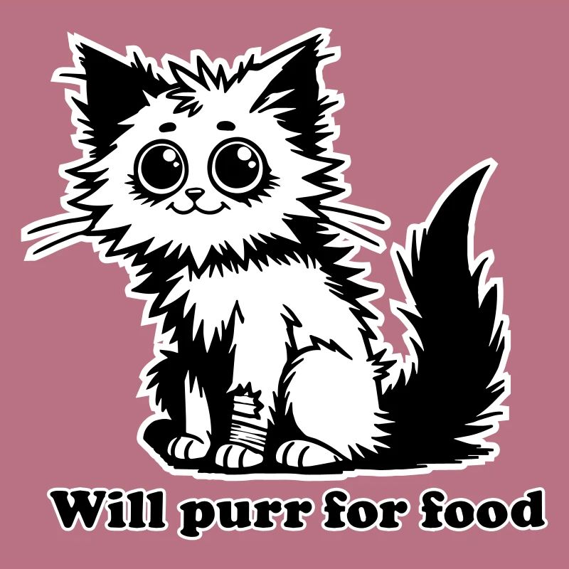 Chat sans abri - Will ronronnera pour la conception de nourriture