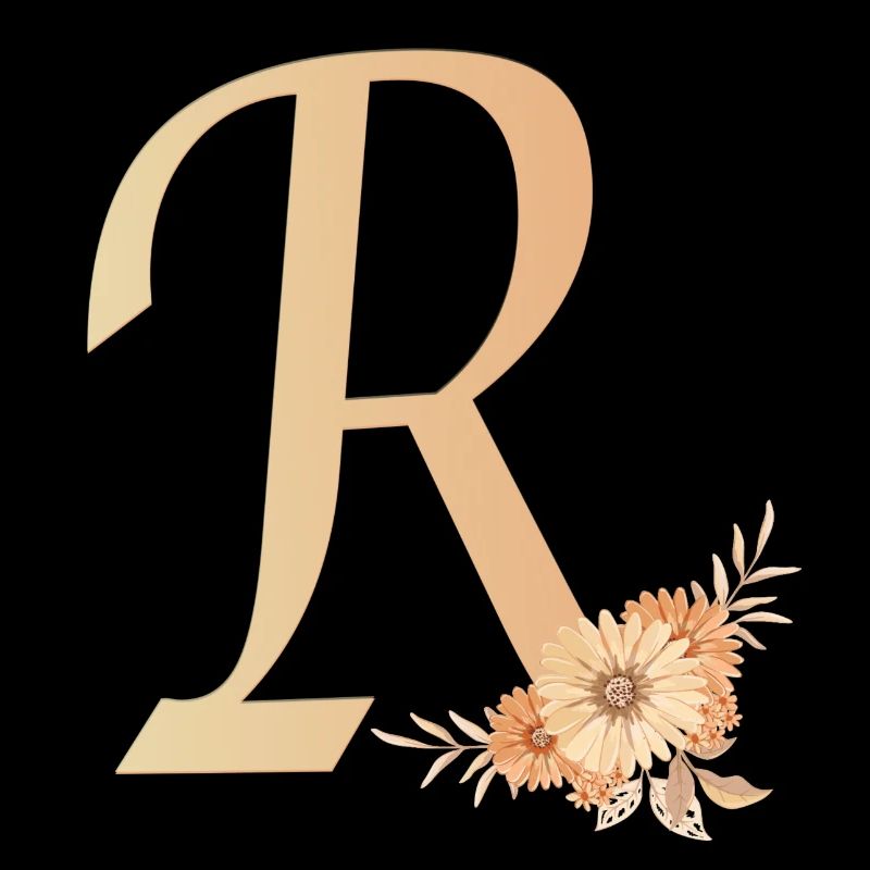 Lettre R avec des fleurs