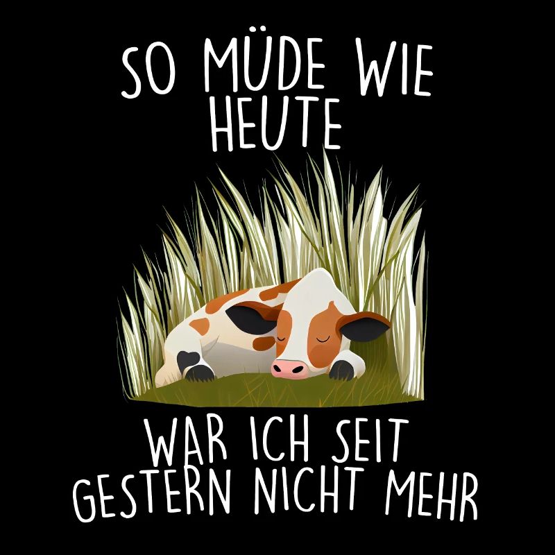 Müde Spruch Kuh Kühe Schlafanzug Morgenmuffel