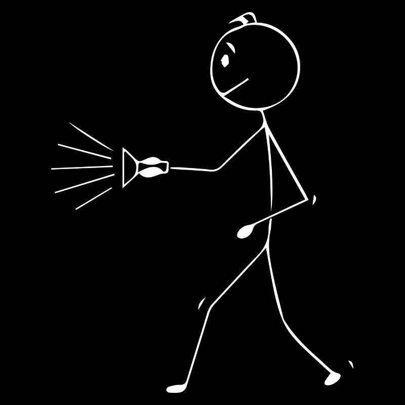Strichmännchen mit Taschenlampe