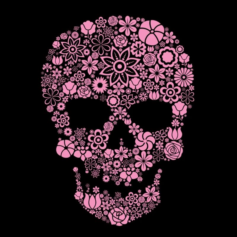 Tête de mort florale - pink